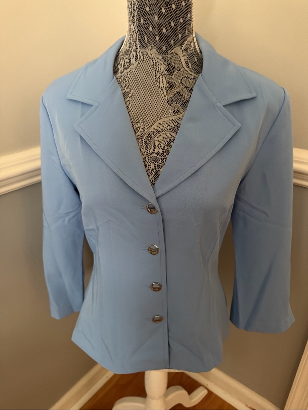 My Michelle Pale Blue Single-Breasted Women's Blazer Vintage Size 11/12